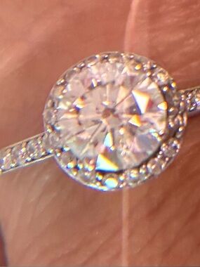 .95 CTW Round Cut Diamond Halo Engagement Ring 14k White Gold make offer